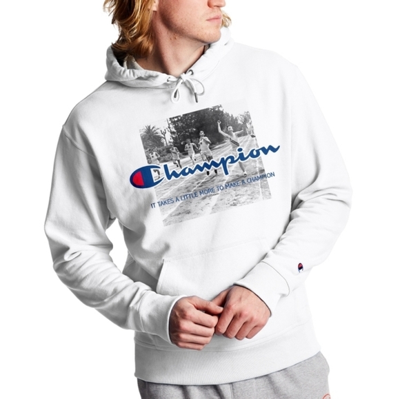Champion NWT White Powerblend Fleece Hoodie - Picture 1 of 4
